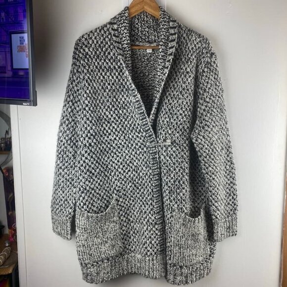 J. Jill Sweaters - J.Jill Wool Blend Cardigan Open Front Sweater Size Large Black White